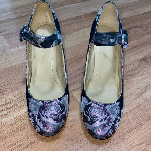 Marc Fisher Green & Pink Glitter Block Heels Mary Jane’s Size 8 - Picture 4 of 16